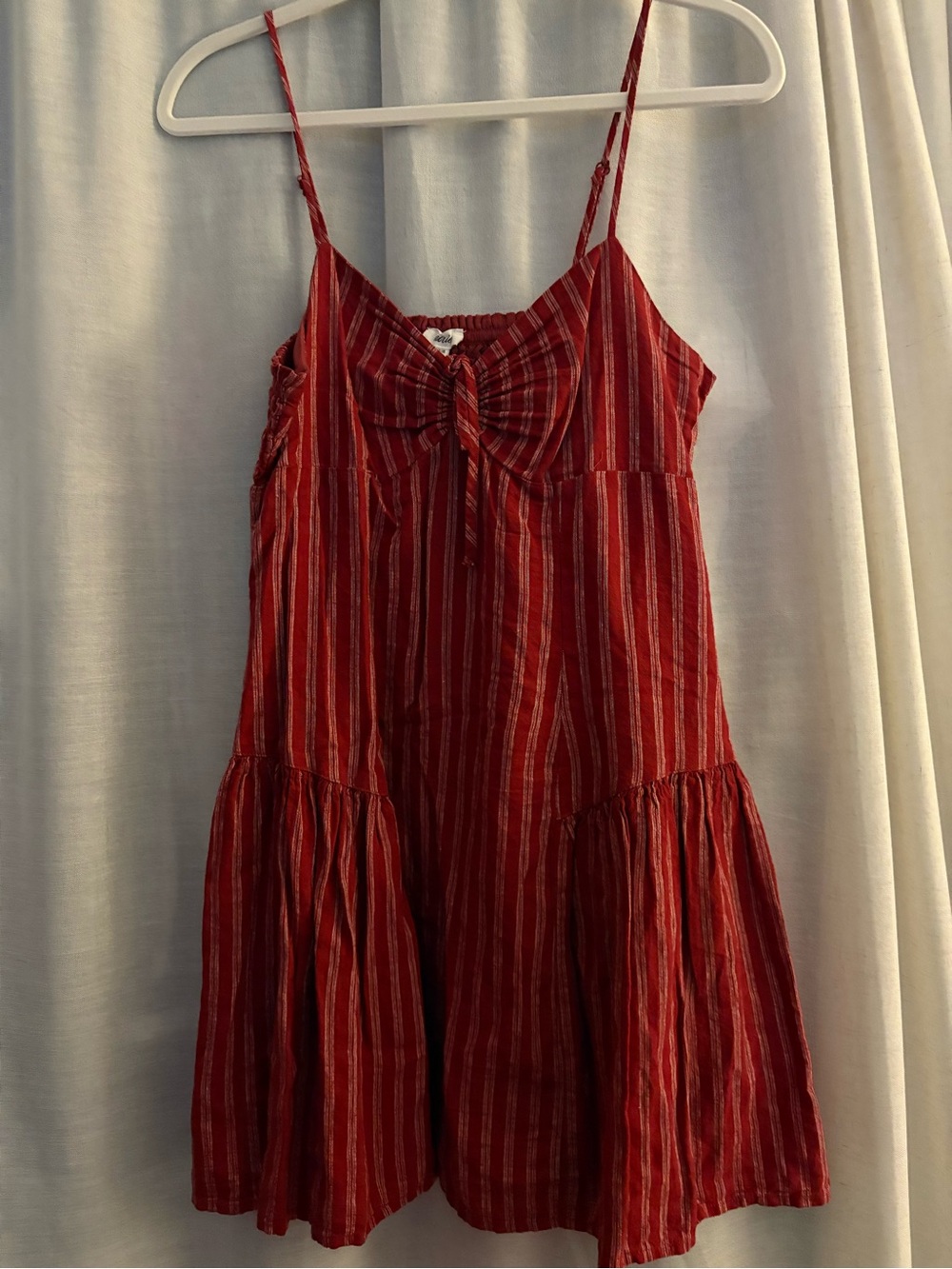 Aerie Red Striped Tie-Front Sundress